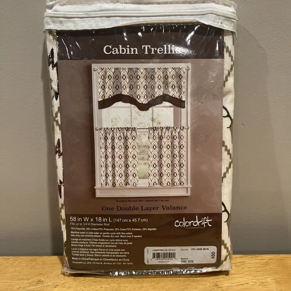 Cabin Trellis Rustic Valance Hunting DEER ANTLERS Cream 58x18
